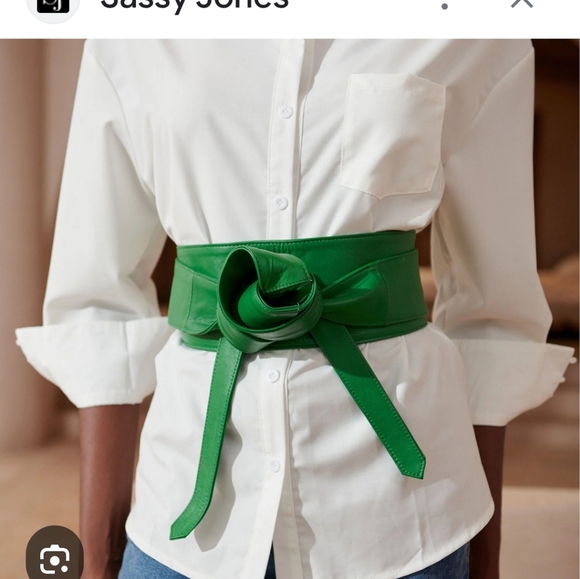 Sassy Jones Blue Leather obi Wrap Belt - Picture 3 of 3